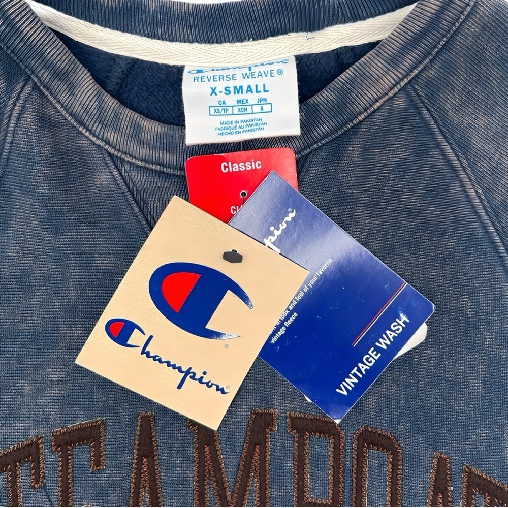 Champion Reverse Weave Steamboat Colorado Distressed Sweatshirt Men XS Blue NWT - Picture 5 of 7